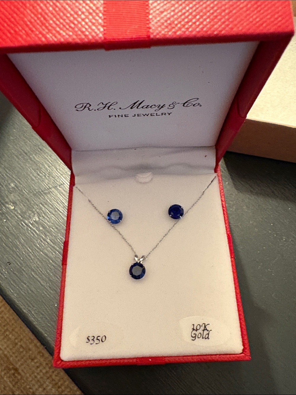 Blue Sapphire Pendant Necklace and Earring Set